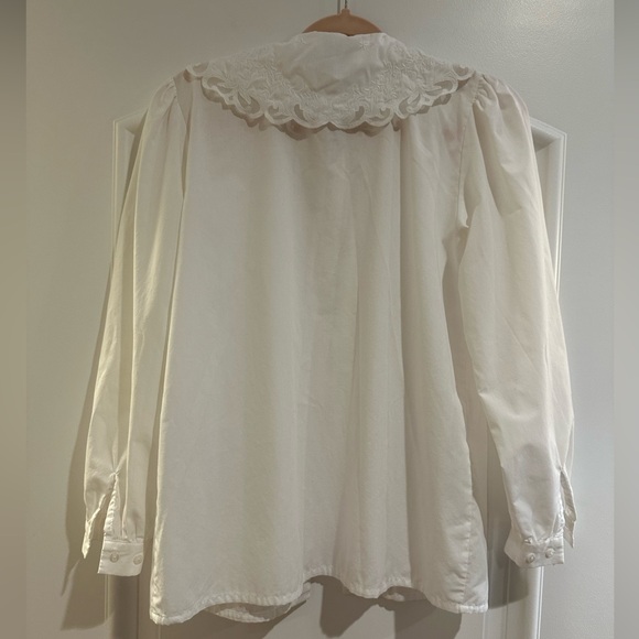 Vintage Mr. Witt lace collar button down white fancy shirt excellent condition - Picture 3 of 11